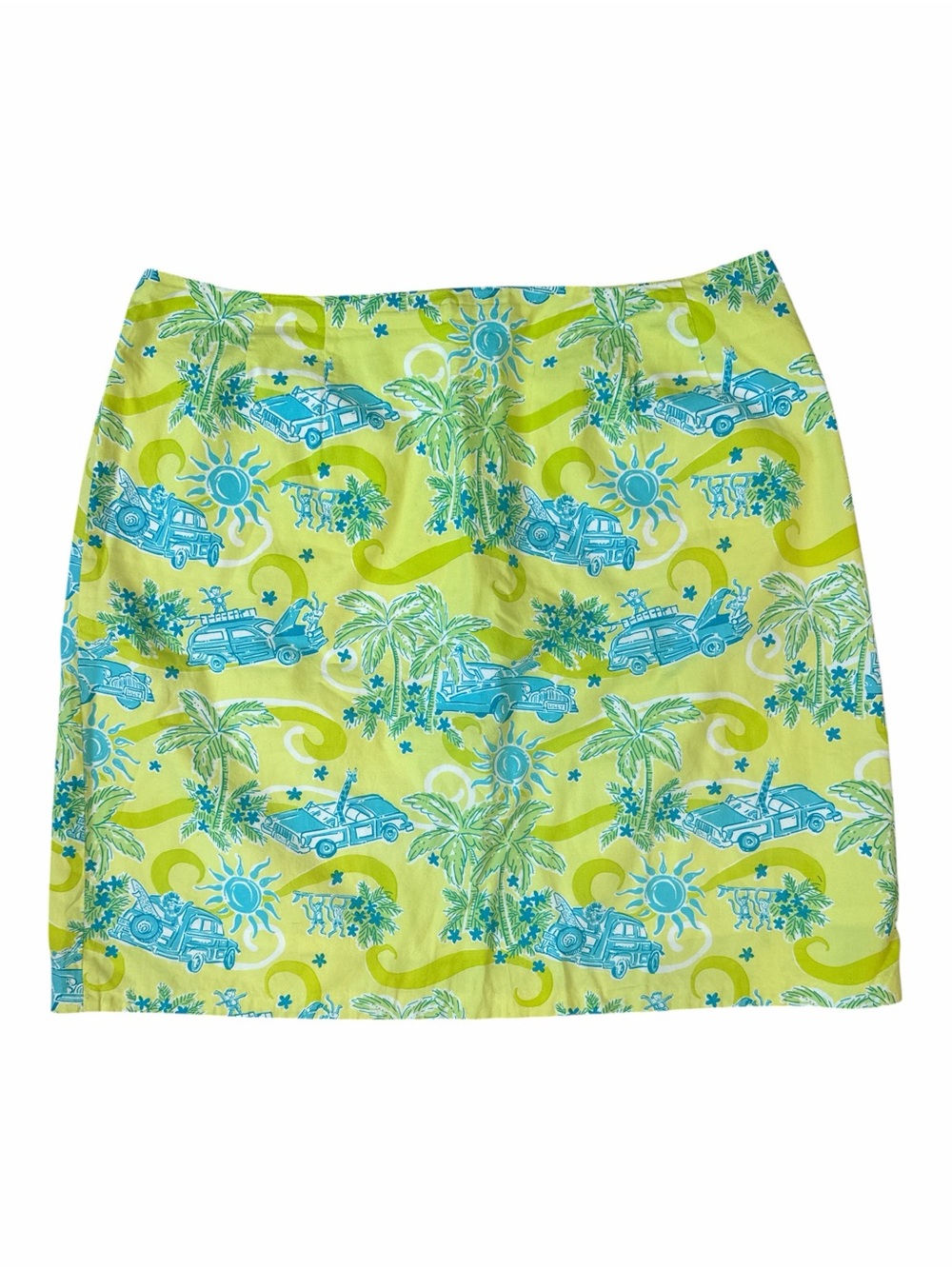 Vintage Lilly Pulitzer Lime & Aqua Tropical Print Mini Skirt Women’s size 16 - Picture 2 of 8